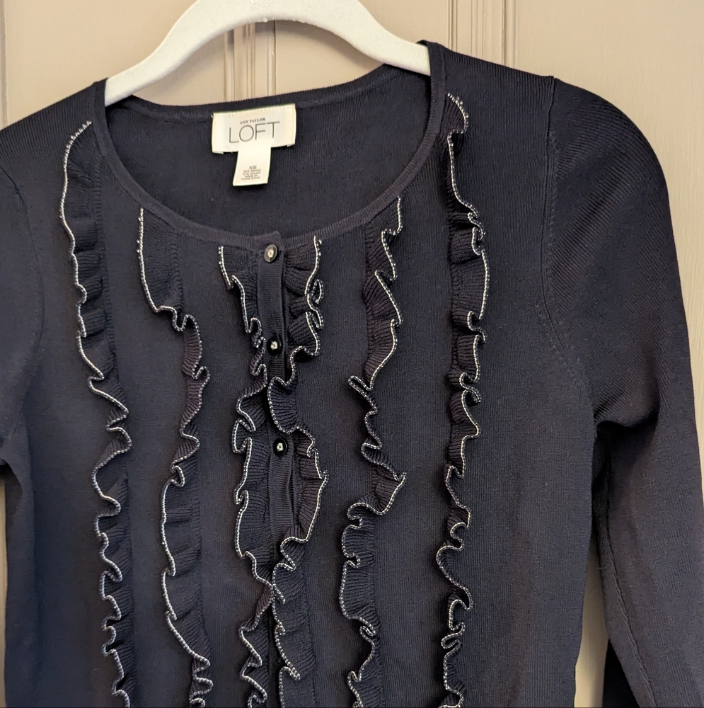 Black Ruffled Cardigan - Picture 2 of 6